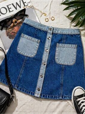 BDG | Urban Outfitters Deconstructed Denim Snap-Front Mini Skirt